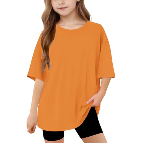 Girls Short Sleeve T Shirts Kids Summer Oversized Tops 2025 Trendy Casual Crewneck Basic Tees Blouse 5-14Y