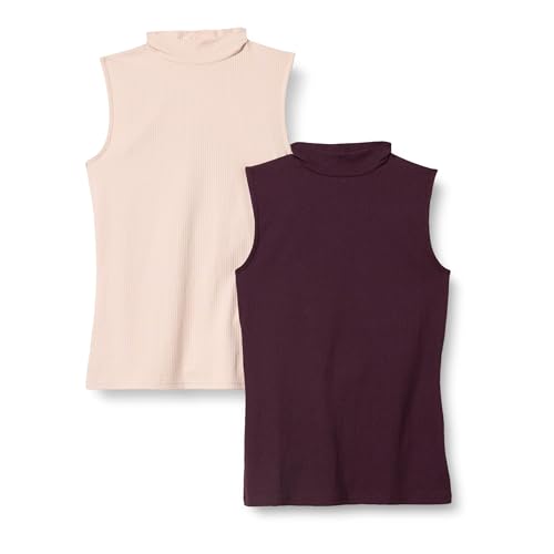 Image of Amazon Essentials Women's Mock-Neck Slim-Fit Ribbed Knit Cotton Sleeveless Top
