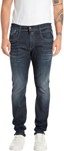 Replay Herren Jeans Anbass Slim-Fit Hyperflex mit Stretch, Blau (Dark Blue 007-6), 29W / 34L – Ansicht 1