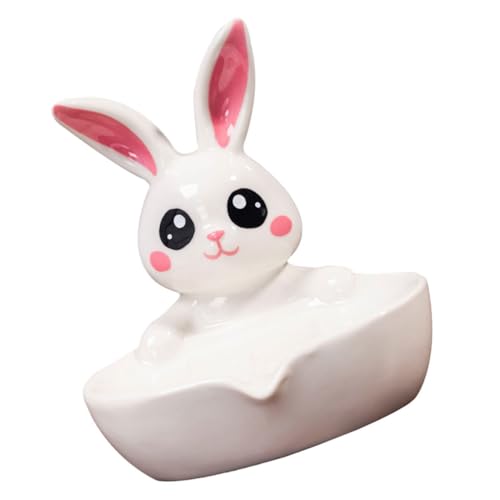 EXQUIMEUBLE 萌兔形状の製ソープディッシュ バスルーム用洗面所収納ラック 水切り機能付き衛生的な鹸ホルダー