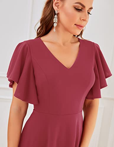 Image of Bridesmay Women's Formal Wedding Guest Dress for Women 2026 Short Sleeve Fit and Flare Tea Party Dresses