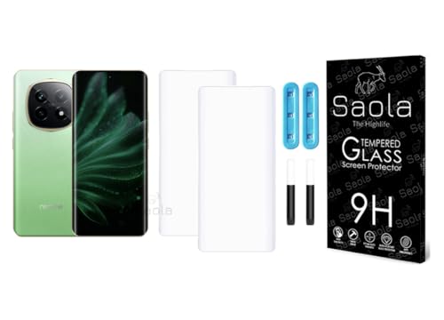 Image of Saola 2-Pack UV Curved Tempered Glass for Realme P2 Pro | 9H Hardness | Edge-to-Edge Full Screen Coverage | UV Light Installation | Scratch Resistant | Case Friendly Screen Protector. (6.7 Inches)
