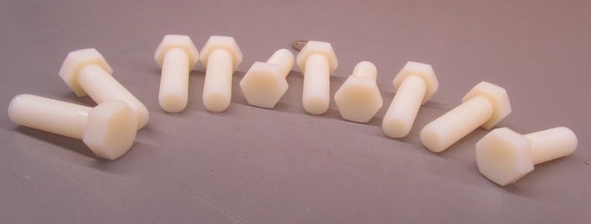 Natural Nylon Hex Head Bolts PT 5/8"-11 Thread x 2.00" Long 20 pcs