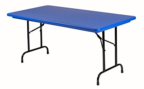 Correll R2448A-27 R Series Blow Molded Plastic Folding Table, 24\" x 48\", Royal Blue - Thumbnail 2