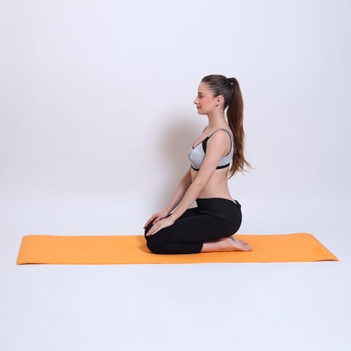Fitness Mantra® 6mm Yoga Mat with Carrying Strap for Gym Workout and Yoga Exercise Anti-Slip Yoga Mat for Men & Women Fitness|Color Orange| 8 31Bq4tJWJHL