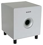 FENTON SHFS08W Potente subwoofer autoamplificado, complemento Barra de Sonido Home Cinema TV o HiFi, Sound Bar, woofer de 8'/20cm, 200W continuos, Sistema Bass Reflex, Color Blanco