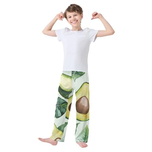 Avocado with Leaf Boys Long Pants Soft Trousers Elastic Waist Kids Lounge Bottoms with Pockets S-XL3