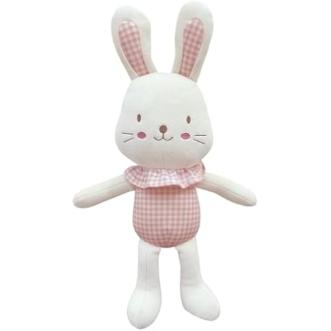 Super Soft Organic Cotton Baby First Friend,Baby Comforter, Pillow Buddy, Plush Animal Toys, Cuddly Toy for Baby, Stuffed Animal Bunny, Chubby Cheeks Frill Bunny (Cherry Blossom) Cover