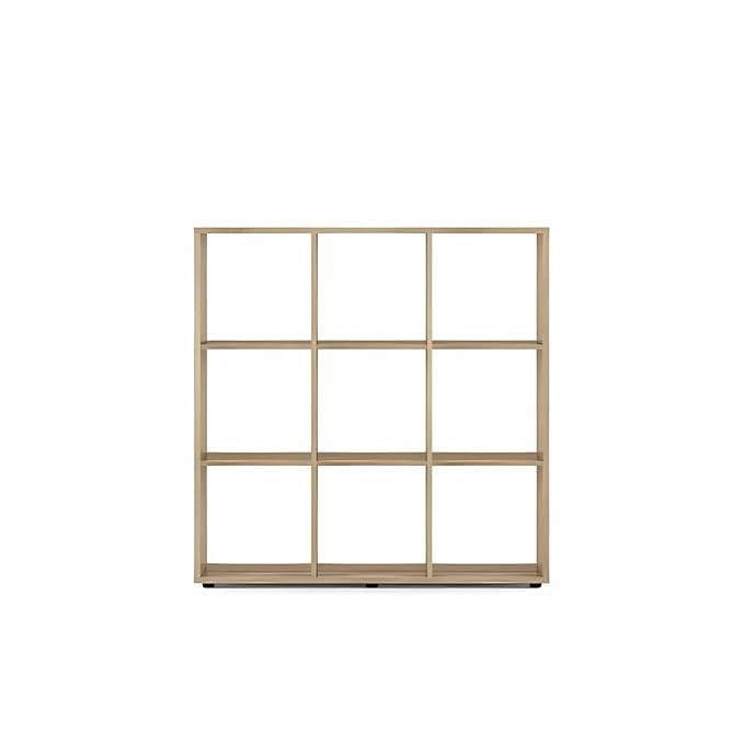 Image of Amazon Brand - Solimo Engineered 9-Cube Wooden Bookcase Shelf - Open Storage Organizer Rack for Living Room, Bedroom & Office - Oak Finish (121.4 x 119.4 x 29.2 cm) -DIY