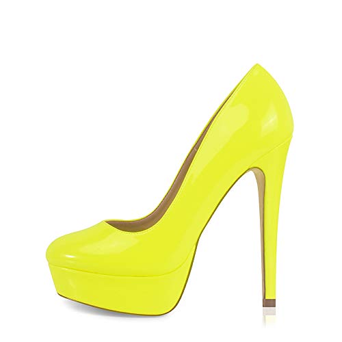 yellow platform high heels