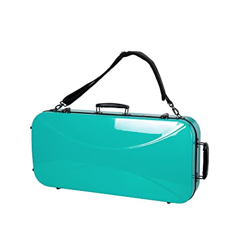 Crossrock Fiberglass Double Violin Case fits Two 4/4 Full-Size Violins | Mint Blue, Soft Velvet...