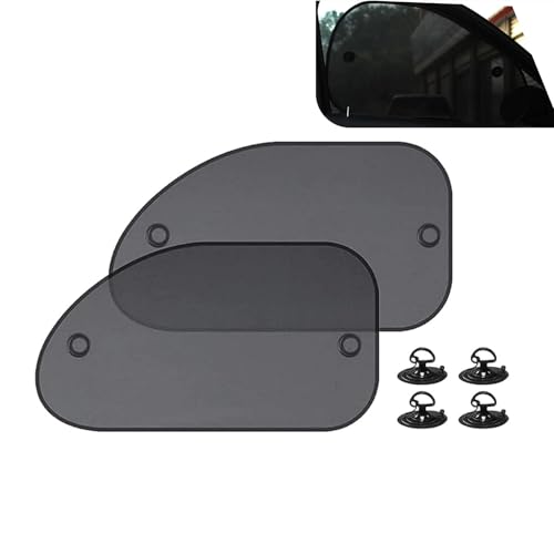Polcatay 2 PCS Side Window Sun Shade, Keep Car Cool Heat Insulation Blackout Curtains, Foldable Storage Adsorption Mounted Sun-Proof Covers, Universal Summer Accessories for Cars (Black)