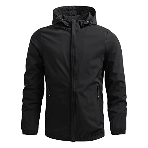 Coupe-vent noir homme à capuche veste sport unie XXXL