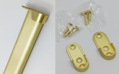 Matte Brass Custom Cut To Size Oval Closet Wardrobe Rod | Made-to-Order Hanging Rod for Closets & Storage with End Supports Up to 94 Inches long (31-48 Inches)