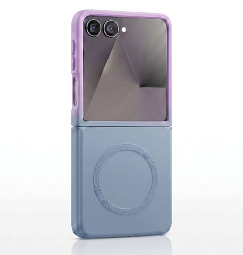 Image of amazon basics Gradient Mag-Safe Case for Samsung Galaxy Z Flip 7 5G | Soft Silicone Shockproof Cover with Camera Protection | Slim Lightweight Design | Smooth Touch & Durable - Purple & Gray