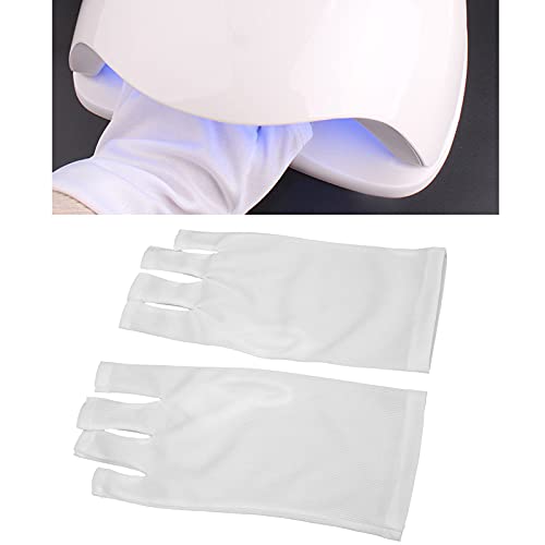 1 Pair Anti UV Glove, Nails UV Shield Glove, LED Nail Art Curing Lamp UV Protection Glove, Nail Art Skin Care Glove for Manicures and Nail Design(White)