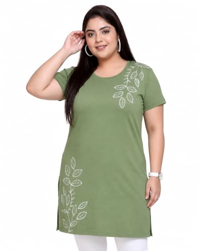 Image of In Love Women's Printed Cotton Plus Size Longline T-Shirt with Pockets | Cotton fabric - soft longline T-shirt with easy plus-size fit
