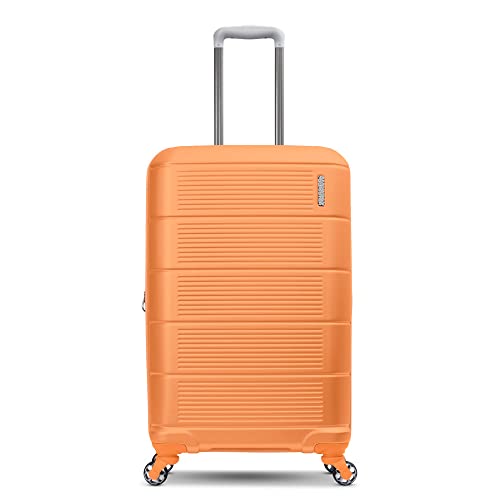 Image of American Tourister Stratum 2.0 Expandable Hardside Luggage with Spinner Wheels, 24-Inch Checked-Medium, Papaya