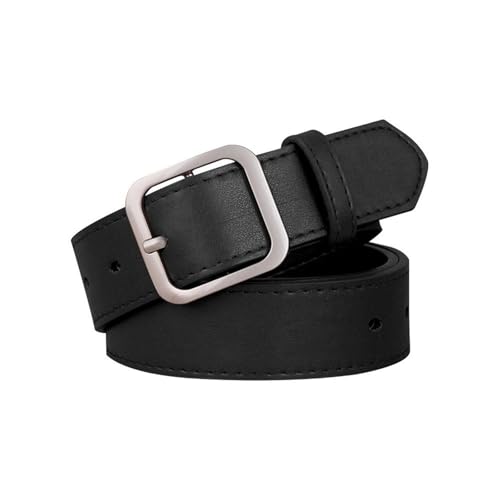Women's Belts for Jeans PU Leather Belt for Women Square Buckle Pin Buckle Jeans Black Belt Chic Brand Fancy Vintage Strap Female Waistband(Color 2)