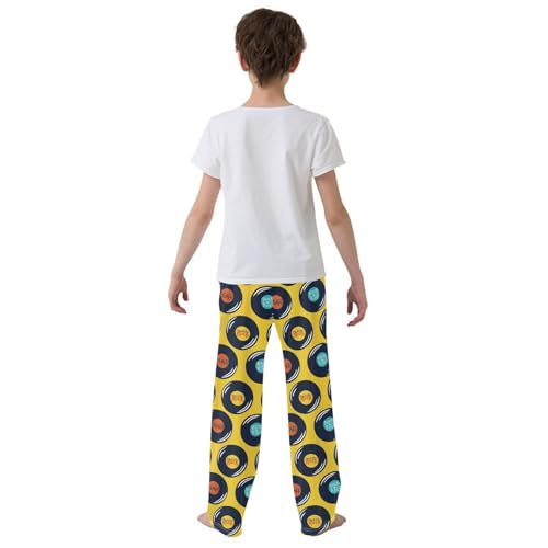 Rock Records Plates Yellow Boys Pants for Kids Jogger Pants with Pockets S-XL3