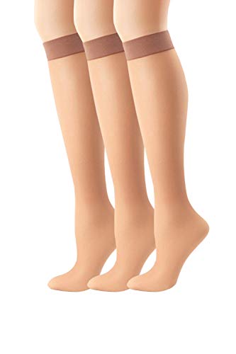 Hanes Women's 2 Pair Set of 3 Silk Reflections Lasting Silky Sheer Knee Highs OneSize, Little Color