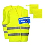 LiveLaif®- Pack 2 Chaleco Reflectante Homologado + 2 Bolsas | Certificados ISO, TallaUnica, Unisex | Chaleco Coche Homologado DGT | Chaleco Running, Chaleco Trabajo, Chaleco Reflectante Moto