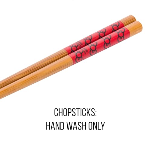 Silver Buffalo Sanrio Hello Kitty Cup Noodles Nissin Ceramic Ramen Noodle Rice Bowl with Chopsticks, Microwave Safe, 20 Ounces