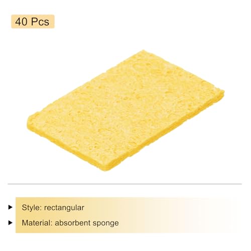 Image of MECCANIXITY 40PCS Soldering Sponge 50 x 35mm Rectangle Deep Yellow Cleaning Pad Welding Tip Iron Replacement for Cleaning Soldering Iron 2mm Natural Thickness 11mm Water Absorption Thickness