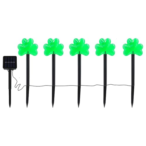 Luces al aire libre del Día de San Patricio para decorar terrazas y caminos con tréboles solares 5