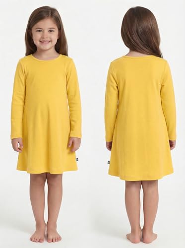 Image of City Threads Girls' 100% Cotton Long Sleeve Dress - Active Kids School, Playing, Parties - Made in USA