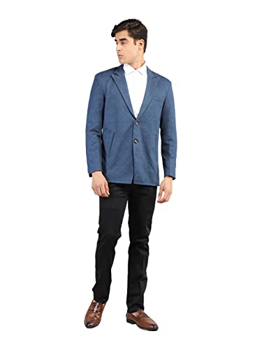 Image of CHKOKKO Men Checked Winter Wear Regular Fit Coat Blue