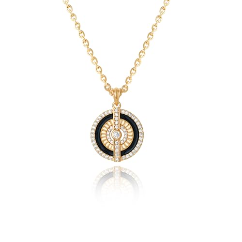 Fettero Gold Necklace for Women,14K Gold Plated Charm Necklaces for Women Gemstone Pendant Necklace Non Tarnish Gold Necklaces Jewelry