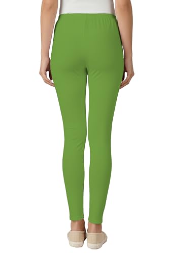 Image of Women's Cotton Lycra Ankle Length Leggings | Regular Rise, Soft 4 Way Stretch Fabric | Casual & Ethnic Wear