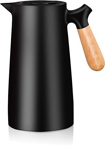 Image of Haus Alchemy 1000 ML Thermal Flask Double Wall Vacuum Thermos Jug for Hot & Cool Drinks Keeps Hot Drinks Hot for 12 Hours and Cool Drinks Cool for 24 Hours (Black)