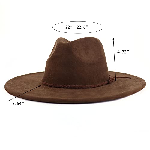 Lidhay JP COFFEE Big Wide Brim Fedora Hats For Women Men Western Suede Hat Large Felt Panama Hat Rancher Hat Jp003 Coffee thumb #2