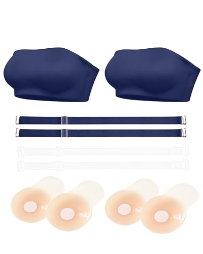 Image of DEANGELMON Strapless Bras for Women Non-Slip Silicone Bandeau Seamless Tube Top Bralette Comfy Non Padded Stretchy Stylish