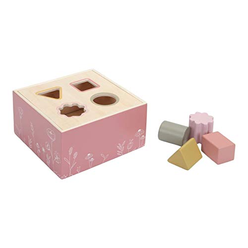 Tiamo Little Dutch 7022 - Juego de Encajar con Formas de Madera, diseño de Flores, Color Rosa