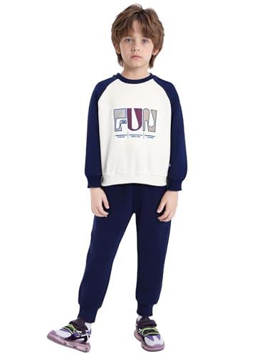 Image of YiZYiF Kids 2piece Running Biking Outdoor Activewear Set Boys Girls Color Block Sweatshirts And Jogger Pants Set