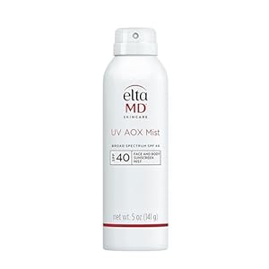 EltaMD UV AOX Mist Mineral Sunscreen Spray SPF 40, Broad Spectrum Face and Body Sunscreen with Zinc Oxide, 100% Mineral Active, Hydration Boost with Antioxidants, Moisturizer with SPF 40, 5 oz