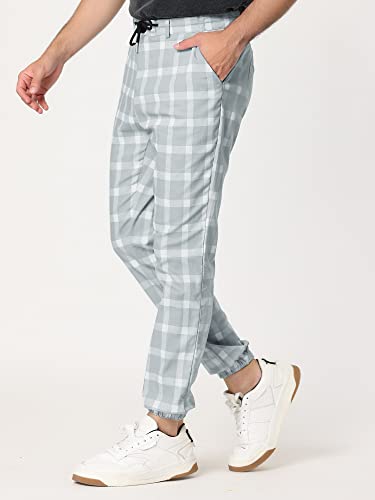 Lars Amadeus Men's Plaid Jogger Pants Casual Slim Fit Drawstring Check Trousers2