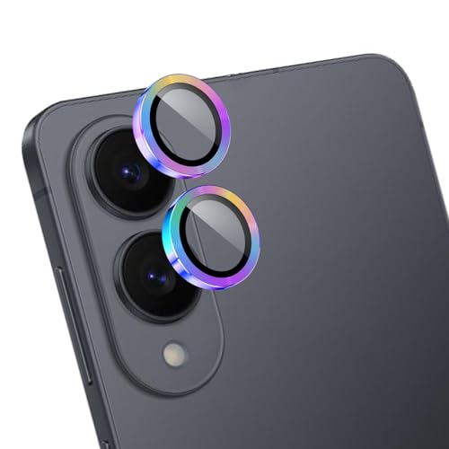 LZAYN Camera Lens Protector for Samsung Galaxy S25 Edge, Tempered Metal Glass Camera Screen Protector Cover Film Accessories, HD Clear, Scratch Proof, Case Friendly, Colorful Titanium