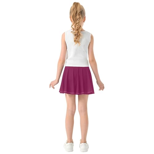 Dark Brown Color Girls Tennis Skirt with Built in Shorts Flowy Toddler Athletic Skort Kids Cheer Skirt with Pockets4