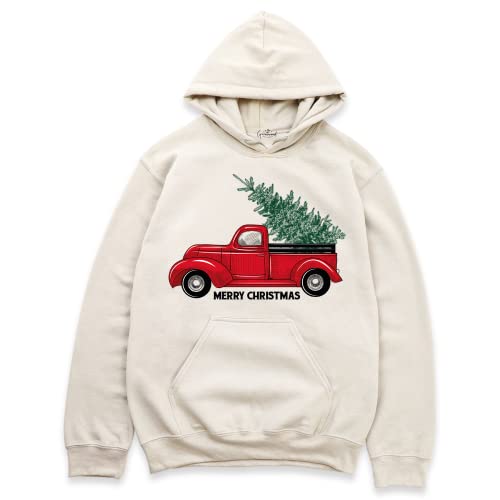 Christmas Tree Shirt Hoodie, Christmas Red Truck, Retro Christmas Hoodie, Merry Christmas Red Truck Hoodie, Christmas Matching Family Tee, Christmas Matching Sweater, Holiday Hoodie