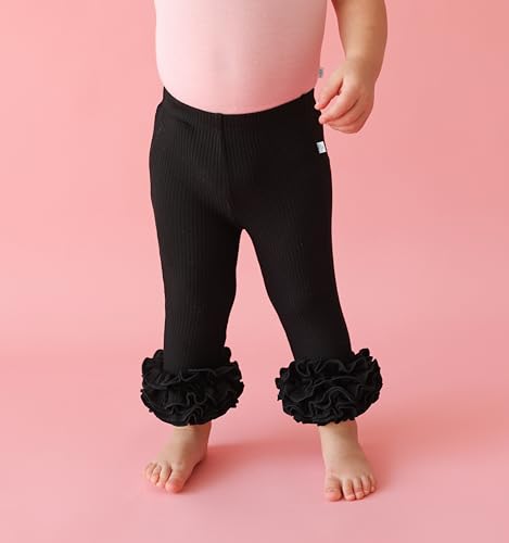 Solid Ribbed - Black - Posh Ruffled Legging2