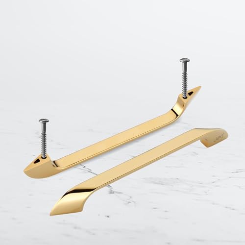 Image of LAPO 10 Inch Cabinet & Drawer Handles for Wardrobe and Kitchen Setup, Smooth Premium Finish, Simple Installation Style, 3 Years Warranty (224mm, PVD Gold Finish, Pack of 10) - Twist