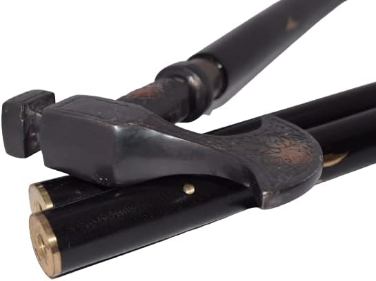 FICUS GIFT Bastón de hacha color marrón antiguo, color negro, con mango de aluminio de diseño vintage, hermoso bastón para hombres y mujeres