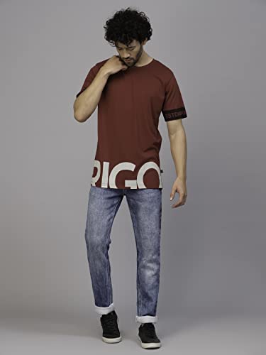 Image of Rigo Back Printed Half Sleeves Round Neck Oversized T-Shirt for Men | Drop Shoulder T-Shirt for Men | Loose Baggy Fit T-Shirt for Men