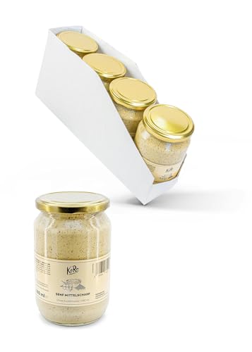 Moutarde mi-forte sans sucre KoRo : le lot format familial de 4 x 680 ml