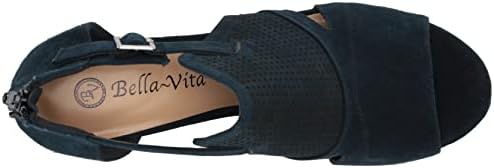 Bella Vita Women's Illiana Block Heel Heeled Sandal, Navy Suede Leather, 7 | Image 4