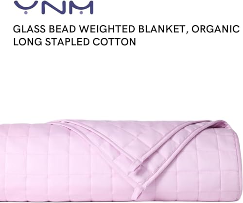 YnM Original Weighted Blanket, Organic Long Stapled Cotton with Glass Beads, Bed Blanket for One Person of 190lbs, Ideal for Queen/King Bed (60x80 Inches, 20 Pounds, Lavender)